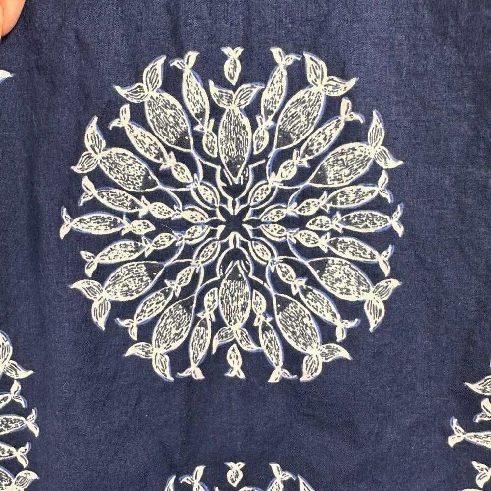 Lilly Pulitzer Navy Blue Printed Beach Cover-Up Tunic Dress Long Sleeve Resort - Picture 7 of 11